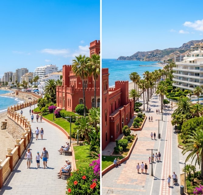 Vistas del Paseo Marítimo, el Castillo de Bil-Bil y las zonas residenciales de Benalmádena Costa